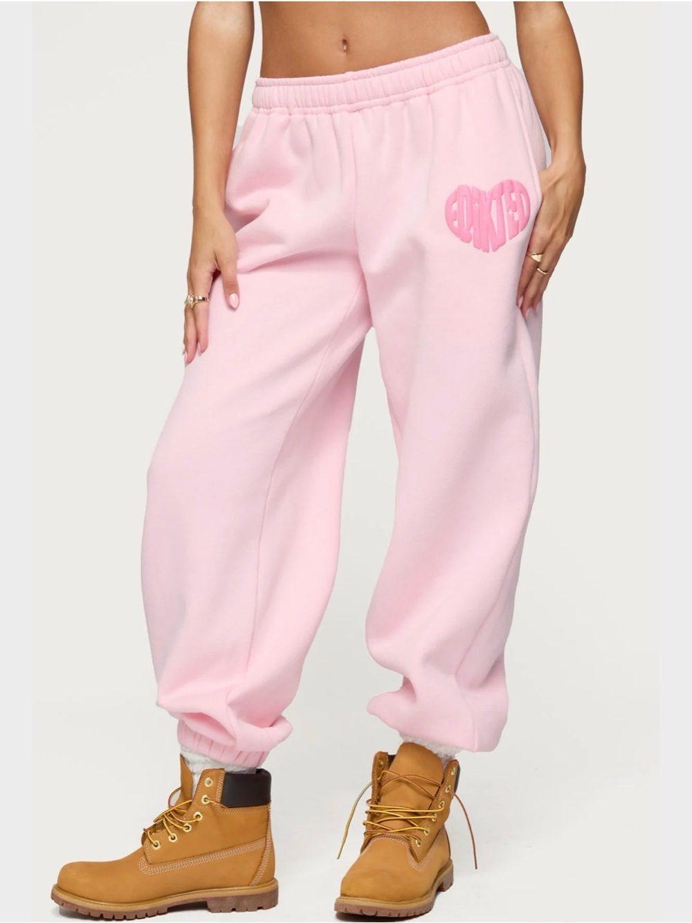 EDIKTED “MAJOR LOVE” Pink Sweatpants — Size Small